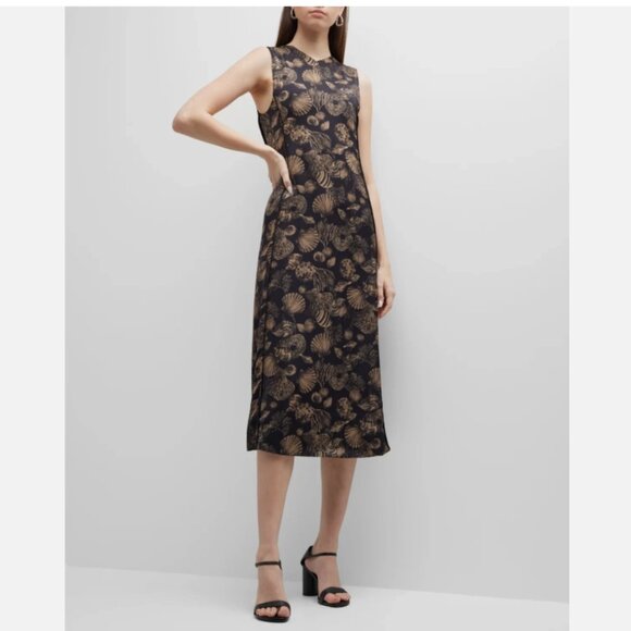 Co Seashell Print V-Neck Sleeveless Midi-Dress - Picture 1 of 6